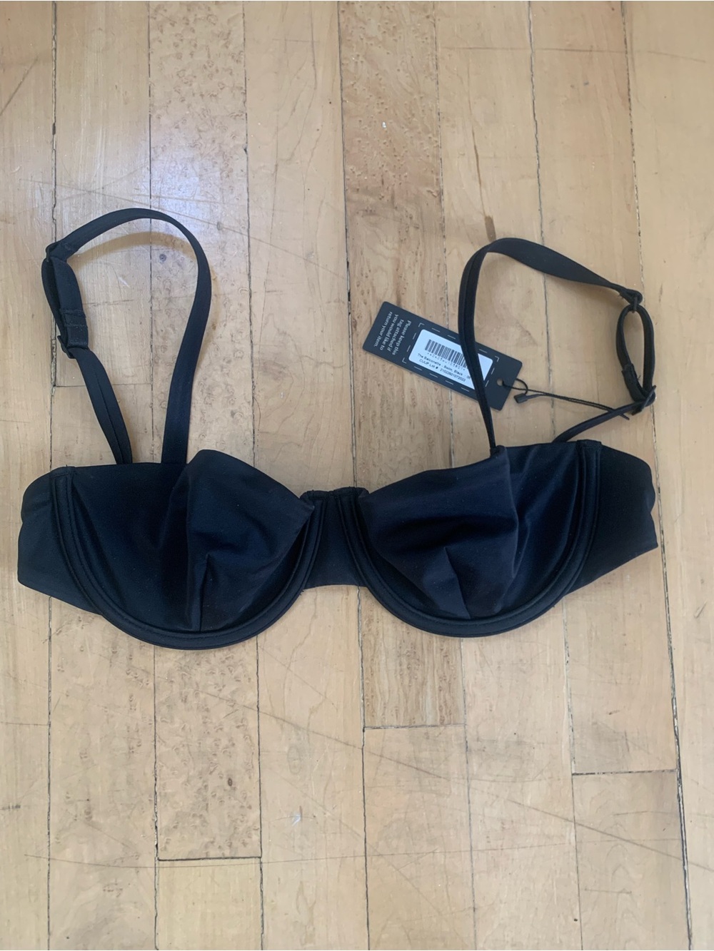 CUUP Balconette Swim Bikini Top Black 30E/32D Size 5 Underwire NWT Bra Sizing